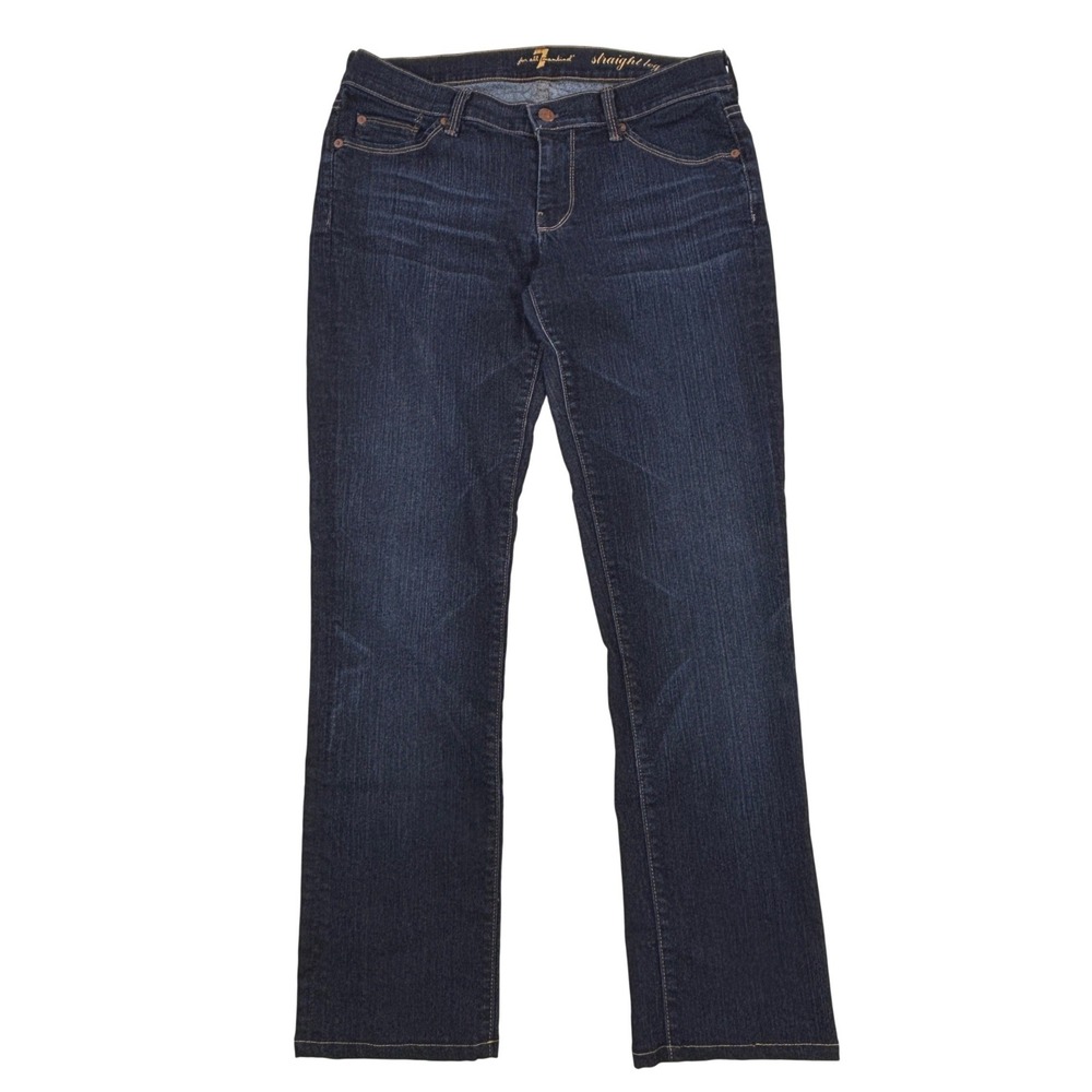 7 For All Mankind Womens Straight Leg Jeans Dark Wash Blue Size 30 (31x29)
